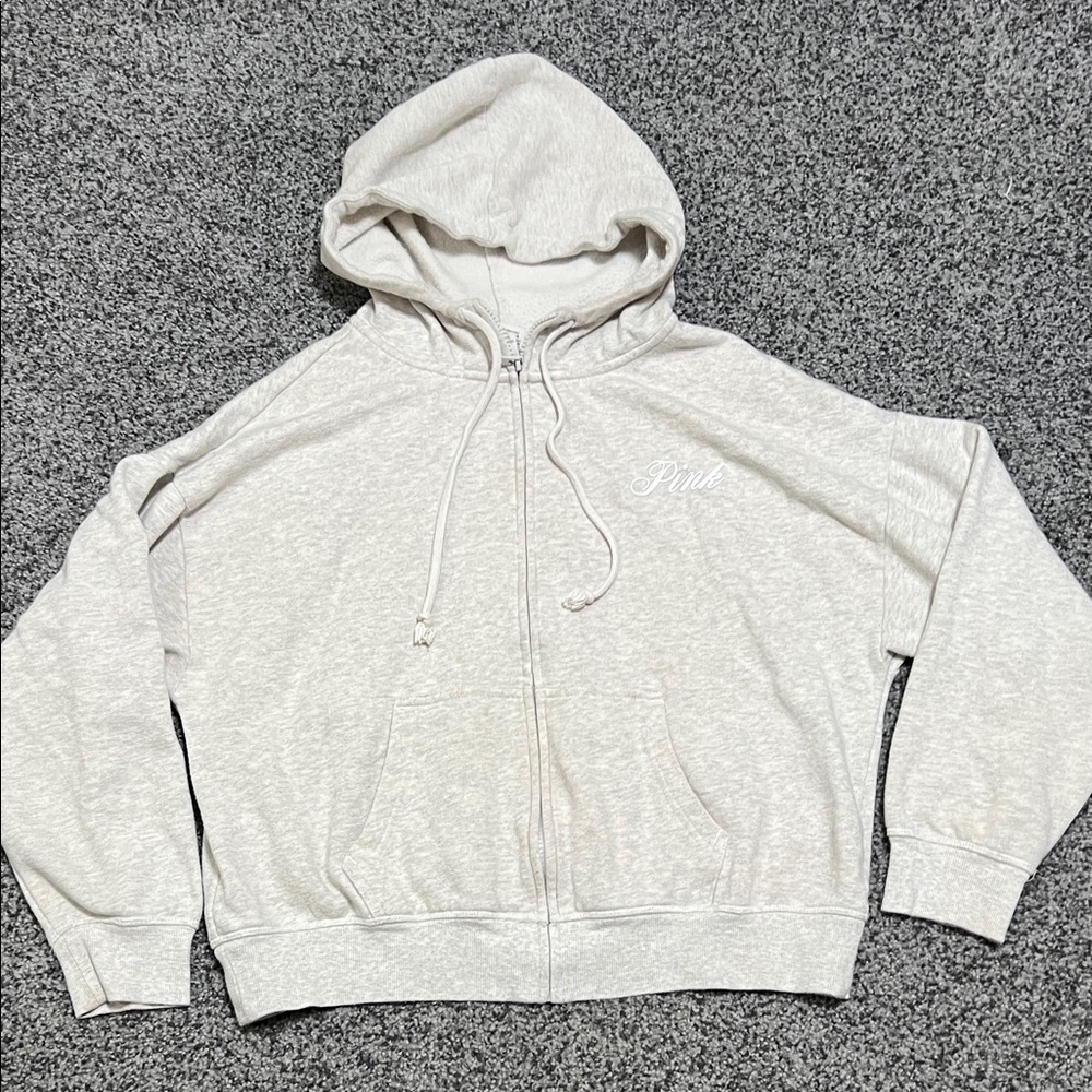 🌸4/$20🌸VS Pink  Women's Oatmeal Zip-up Sweater Size Small
